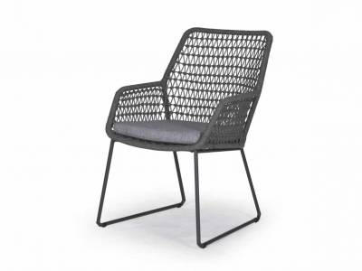 4 Seasons Outdoor Babilonia dining Sessel mid grey knotted inkl. Kissen