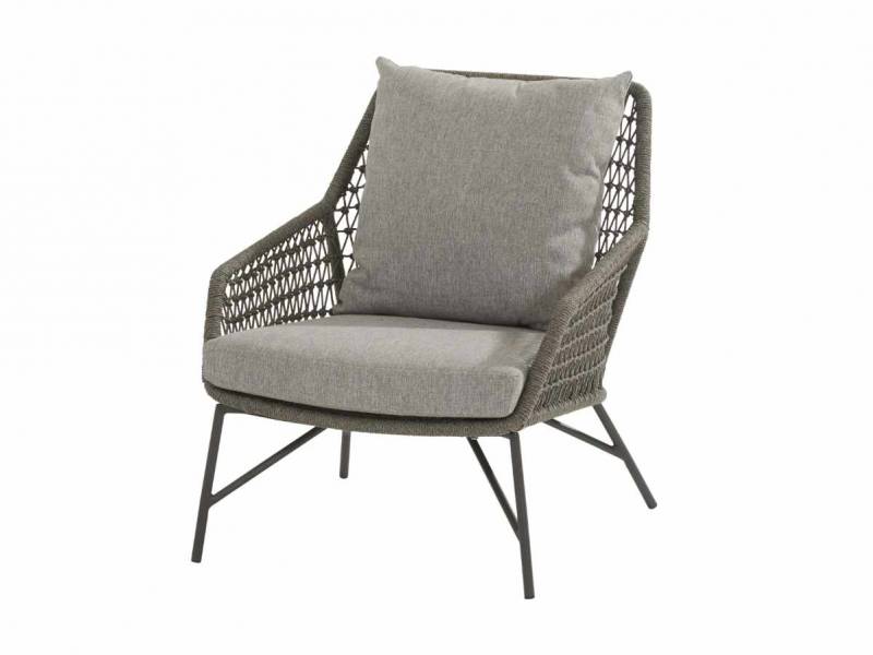 4 Seasons Outdoor Babilonia living Sessel mid grey knotted inkl. 2 Kissen