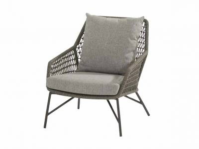 4 Seasons Outdoor Babilonia living Sessel mid grey knotted inkl. 2 Kissen