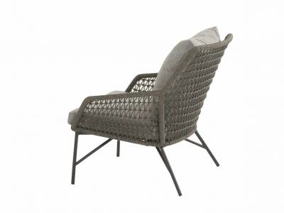 4 Seasons Outdoor Babilonia living Sessel mid grey knotted inkl. 2 Kissen