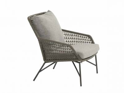 4 Seasons Outdoor Babilonia living Sessel mid grey knotted inkl. 2 Kissen