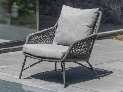 4 Seasons Outdoor Babilonia living Sessel mid grey knotted inkl. 2 Kissen