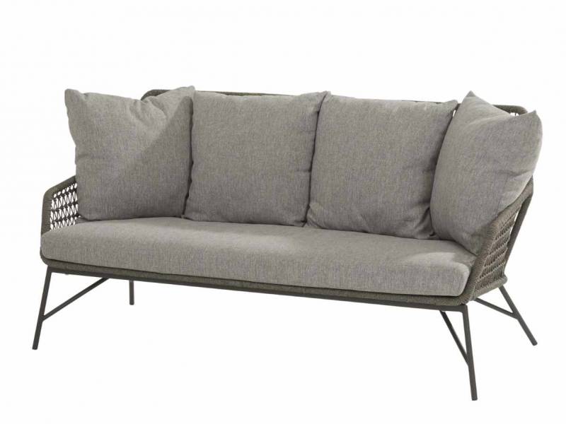 4 Seasons Outdoor Babilonia Sofa 2.5 -Sitzer mid grey knotted inkl. 5 Kissen