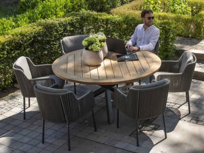4 Seasons Outdoor Bernini Dining Stuhl, Rope Band Platinum