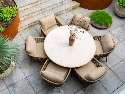 4 Seasons Outdoor Biarritz low Dining Stuhl inkl. 2 Kissen, amber