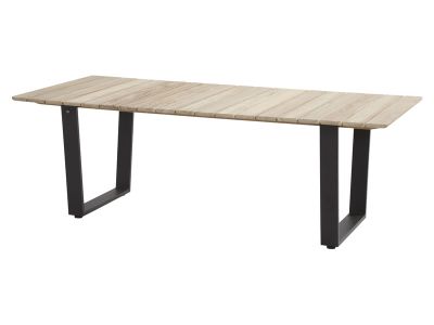 4 Seasons Outdoor Cricket - Teakholz Tischplatte mit Aluminium Beingestell, 220 x 100 cm
