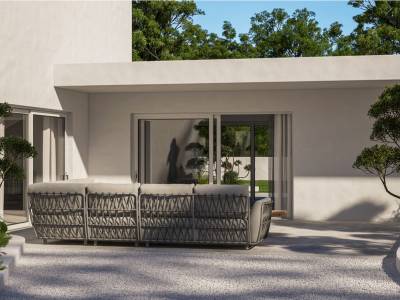4 Seasons Outdoor Evolve 2-Sitzer Sofa mit 6 Kissen, links