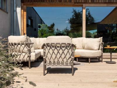 4 Seasons Outdoor Ezra Living-Sessel, terre inkl. Kissenset