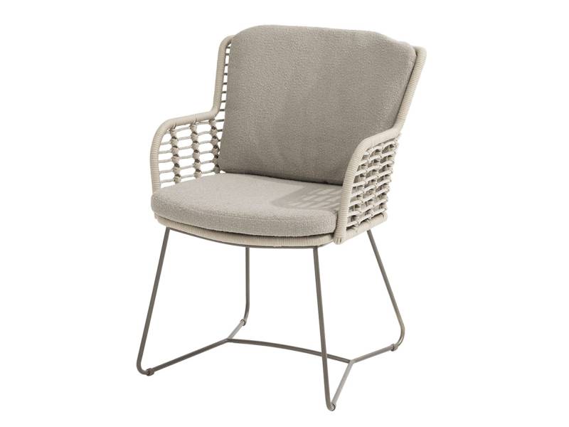 4 Seasons Outdoor Fabrice Dining Stuhl inkl. 2 Kissen Boucle Clay, Gestell Terre