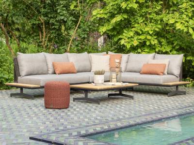 4 Seasons Outdoor Fortuna 2-Sitzer Sofa Teakablage links oder rechts, inkl. 3 Kissen