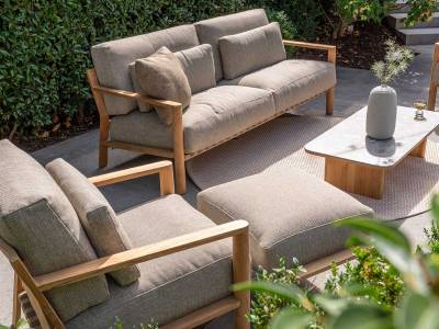 4 Seasons Outdoor Lucas Living 3-Sitzer Bank Teak inkl. 6 Kissen