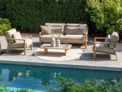 4 Seasons Outdoor Lucas Living Sessel Teak inkl. 3 Kissen