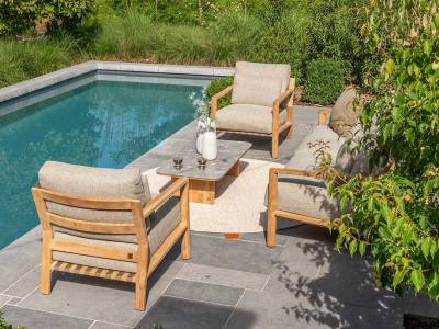 4 Seasons Outdoor Lucas Living Sessel Teak inkl. 3 Kissen