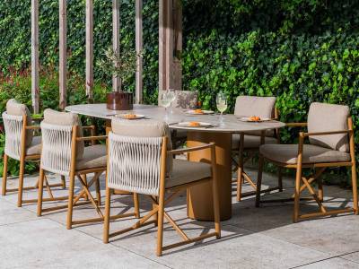 4 Seasons Outdoor Marina Dining Stuhl Teak inkl. 2 Kissen