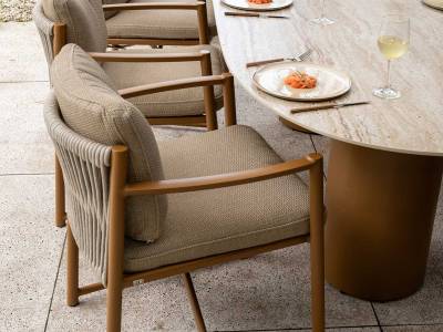 4 Seasons Outdoor Marina Dining Stuhl Teak inkl. 2 Kissen