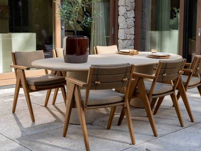 4 Seasons Outdoor Mats Dining Stuhl Teak inkl. 2 Kissen