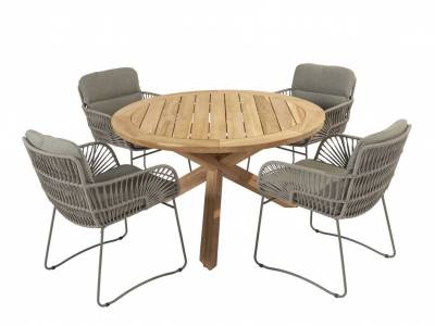 4 Seasons Outdoor Murcia Dining Stuhl olive mit 2 Polstern