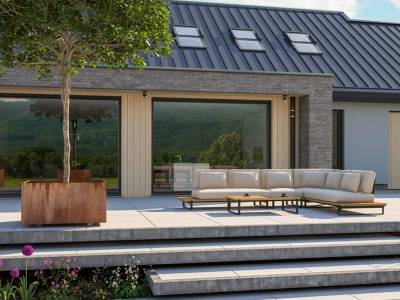 4 Seasons Outdoor Osaka 2-Sitzer-Sofa mit 3 Kissen teak, links