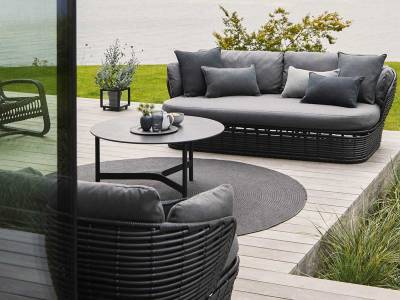 Cane-line Basket 2-Sitzer Sofa, inkl. Cane-line AirTouch Kissensatz, Cane-line Weave Grey