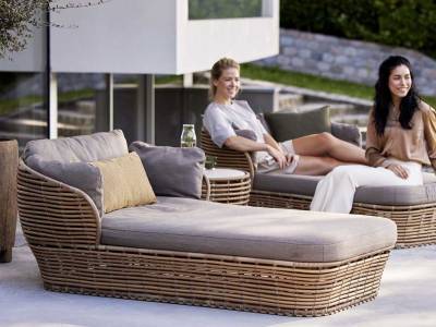 Cane-line Basket Daybed, cane-line Weave, Graphite, incl. grey Cane-line AirTouch Kissen-Set