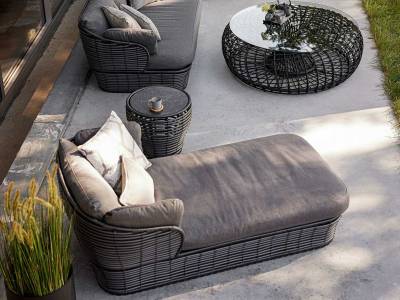 Cane-line Basket Daybed, cane-line Weave, Graphite, incl. grey Cane-line AirTouch Kissen-Set