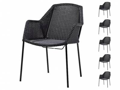 Cane-line Breeze Gartenstuhl schwarz, stapelbar - 6 STÜCK