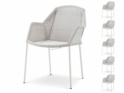 Cane-line Breeze Gartenstuhl weiss-grau, stapelbar - 6 STÜCK