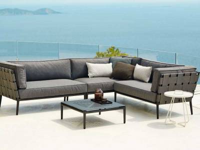 Cane-line Conic 2-Sitzer Sofa-Modul, links, Cane-line AirTouch, Grey