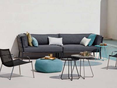 Cane-line Conic 2-Sitzer Sofa-Modul, links, Cane-line AirTouch, Grey