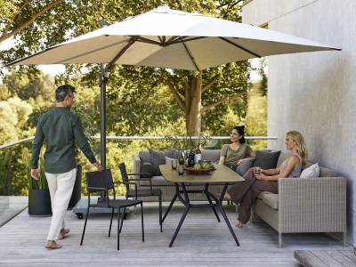 Cane-line Connect Dining Lounge Einzelmodul, taupe, inkl. Kissen