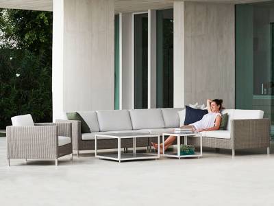 Cane-line CONNECT Lounge 2-Sitzer Modulsofa links, taupe, inkl. Kissen