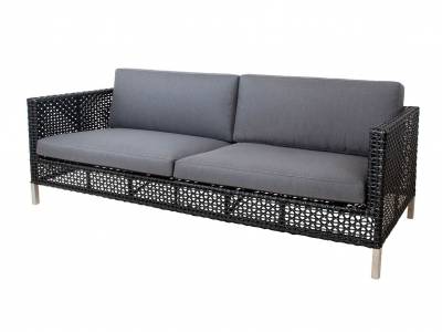 Cane-line CONNECT Lounge 3-Sitzer Sofa, Black/Anthrazit inkl. Kissen