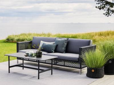 Cane-line CONNECT Lounge 3-Sitzer Sofa, Black/Anthrazit inkl. Kissen