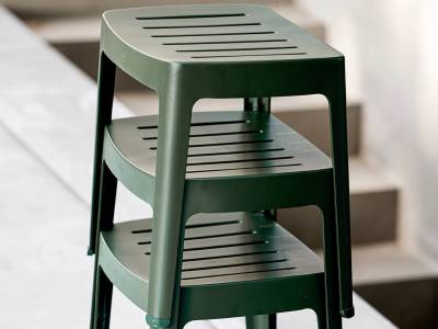 Cane-line Cut Hocker, stapelbar Dark Green, aluminium