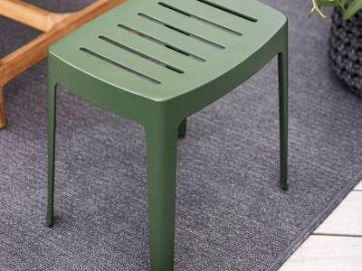 Cane-line Cut Hocker, stapelbar Dark Green, aluminium