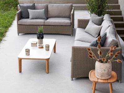 Cane-line Diamond 2-Sitzer Sofa, Cane-line Soft Rope, inkl. taupe Cane-line Natté Kissensatz