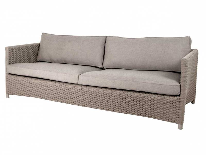 Cane-line Diamond 3-Sitzer Sofa, Cane-line Soft Rope, inkl. taupe Cane-line Natté Kissensatz
