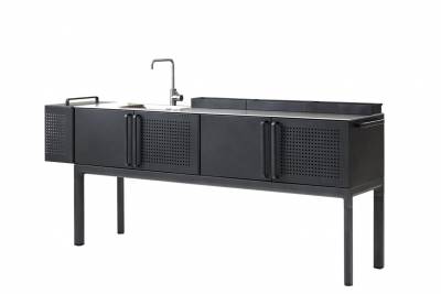 Cane-line Drop Küchen Modul inklusive Tischplatte, Spüle und Armaturen aus Edelstahl