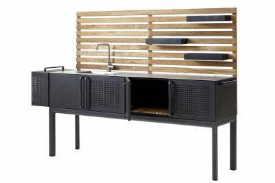 Cane-line Drop Küchen Modul inklusive Tischplatte, Spüle und Armaturen aus Edelstahl