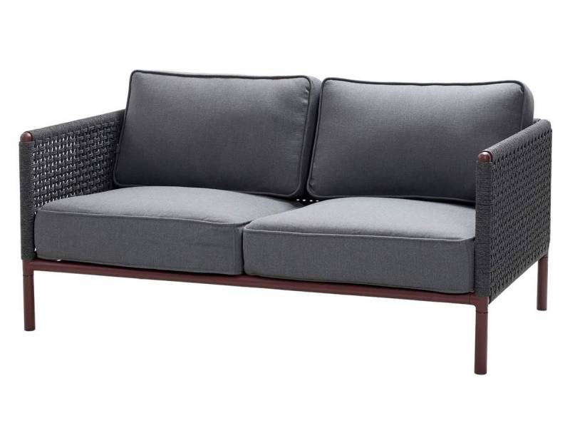 Cane-line Encore 2-Sitzer Sofa, Cane-line Soft Rope, Bordeaux inklusive Kissen