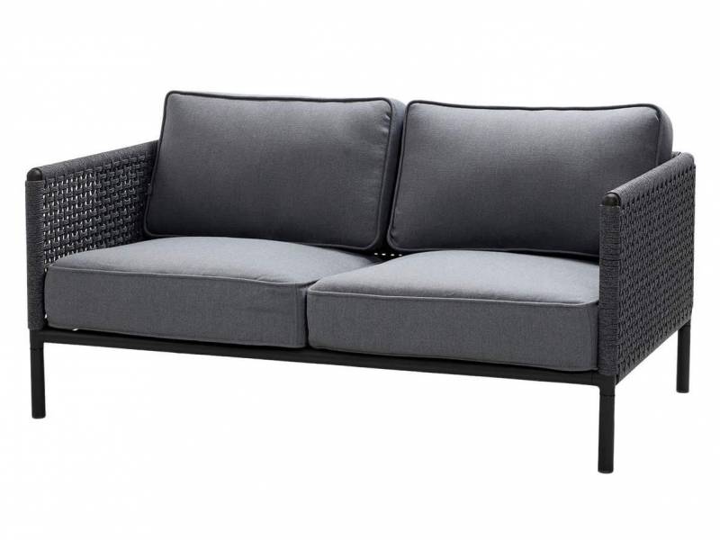 Cane-line Encore 2-Sitzer Sofa, Cane-line Soft Rope, Lava Grey inklusive Kissen