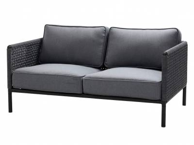 Cane-line Encore 2-Sitzer Sofa, Cane-line Soft Rope, Lava Grey inklusive Kissen