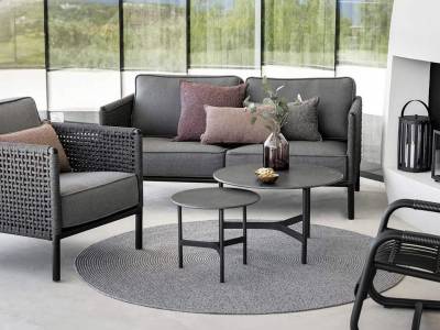 Cane-line Encore 2-Sitzer Sofa, Cane-line Soft Rope, Lava Grey inklusive Kissen
