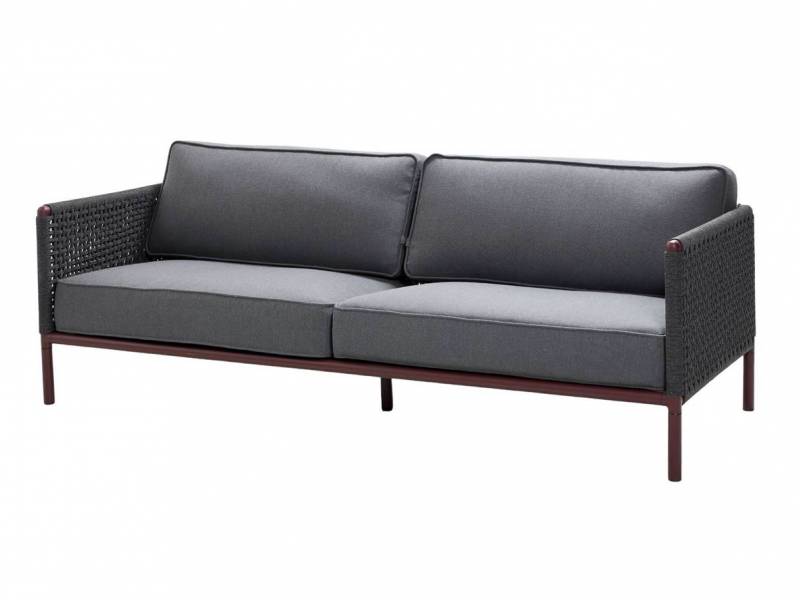 Cane-line Encore 3-Sitzer Sofa, Cane-line Soft Rope, Bordeaux inklusive Kissen