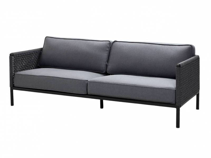 Cane-line Encore 3-Sitzer Sofa, Cane-line Soft Rope, Lava Grey inklusive Kissen