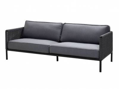Cane-line Encore 3-Sitzer Sofa, Cane-line Soft Rope, Lava Grey inklusive Kissen