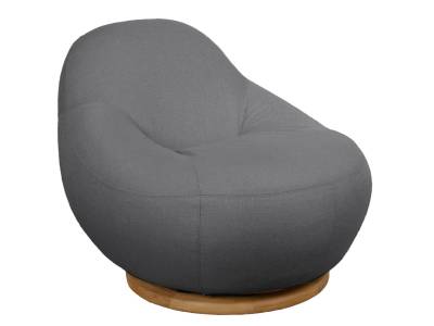 Cane-line Gem Loungesessel mit Drehfuß, Sand, Grey, Cane-line AirTouch w/teak incl. QuickDry & Airflow