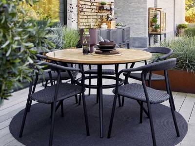 Cane-line Joy Esstisch Gestell Lava Grey rund dia. 144 cm