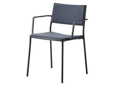 Cane-line LESS Stuhl mit Armlehne Lava-grau, stapelbar