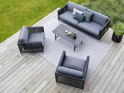 Cane-line Lounge-Set: Connect 3-Sitzer Sofa + 2 x Lounge Sessel + Twist Couchtisch